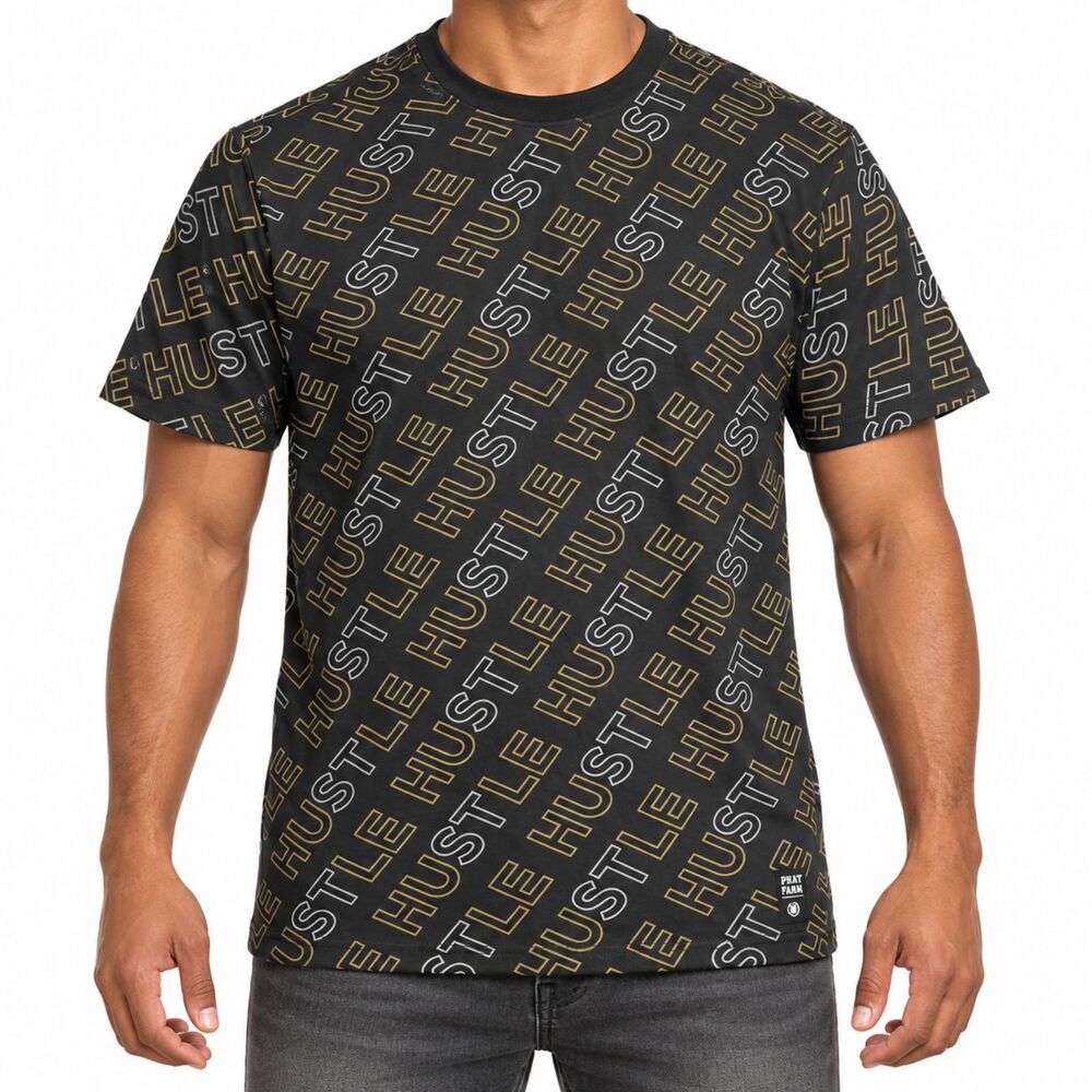 Phat Farm Men’s Hustle Graphic T-Shirt in Black | Size Small